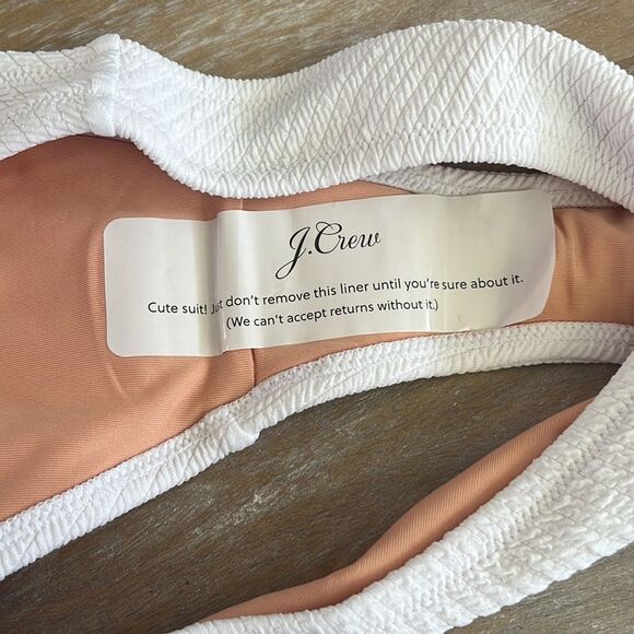 J Crew Textured curved-waist cheeky bikini bottom Medium White‎ - Picture 5 of 6
